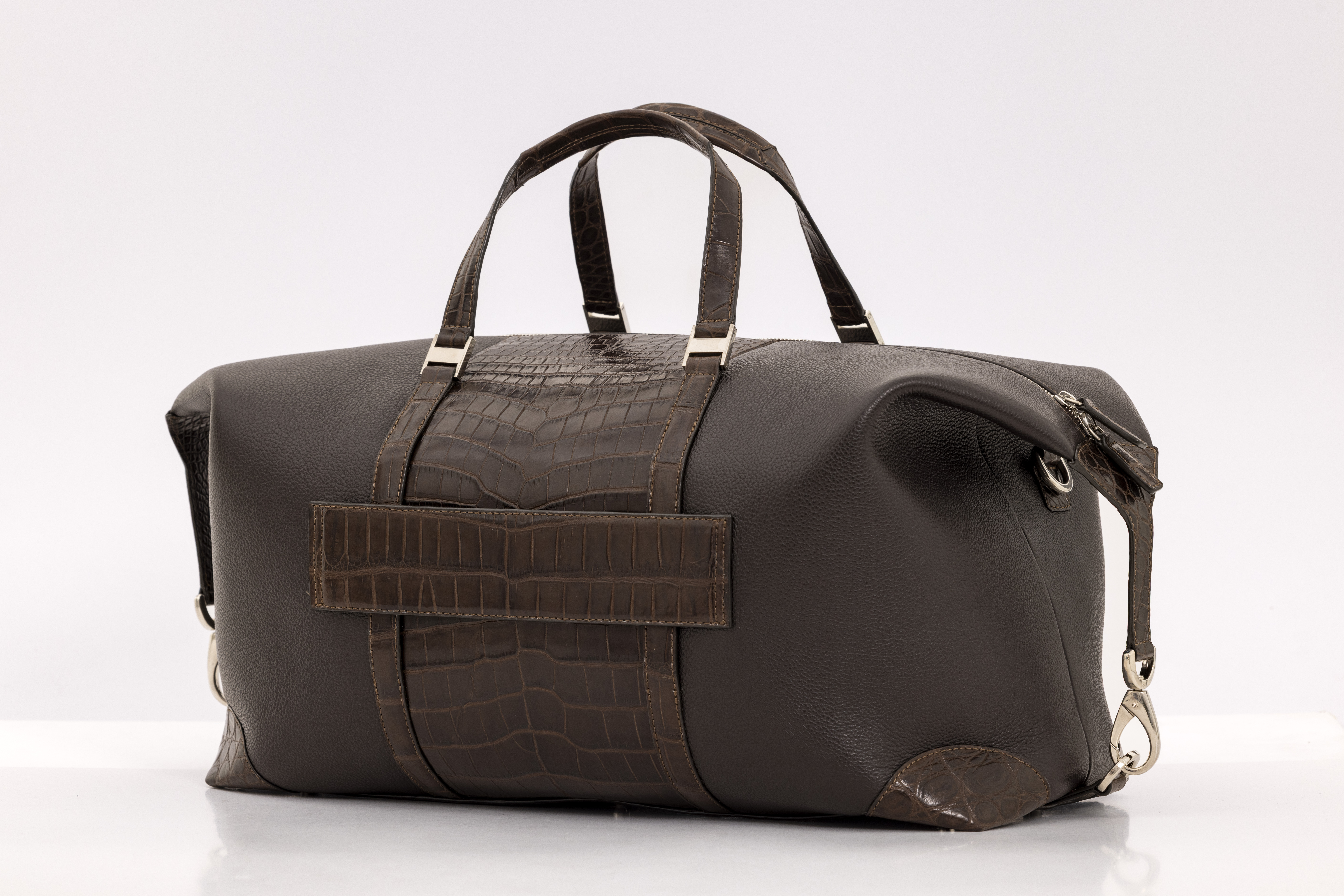 Brown Nappa and Crocodile Weekender by Cape Cobra - Image 2