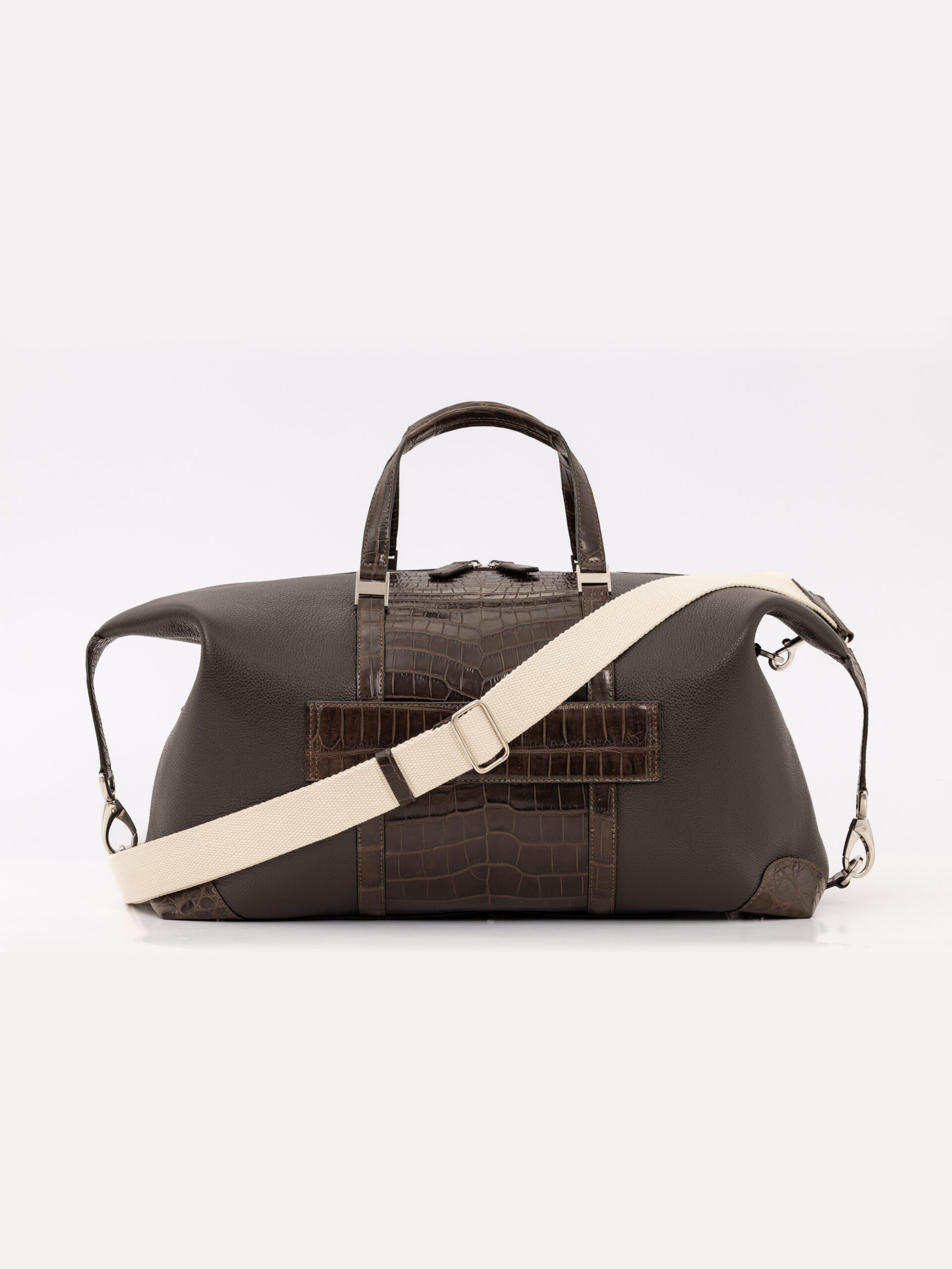 Brown Nappa and Crocodile Weekender by Cape Cobra